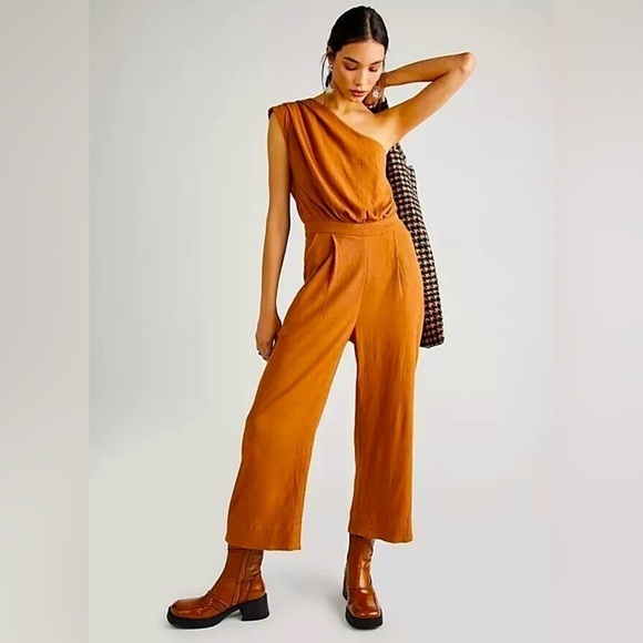 Free People Avery, One Shoulder, Wide Leg Jumpsuit, Size 4 (v) - Picture 1 of 11